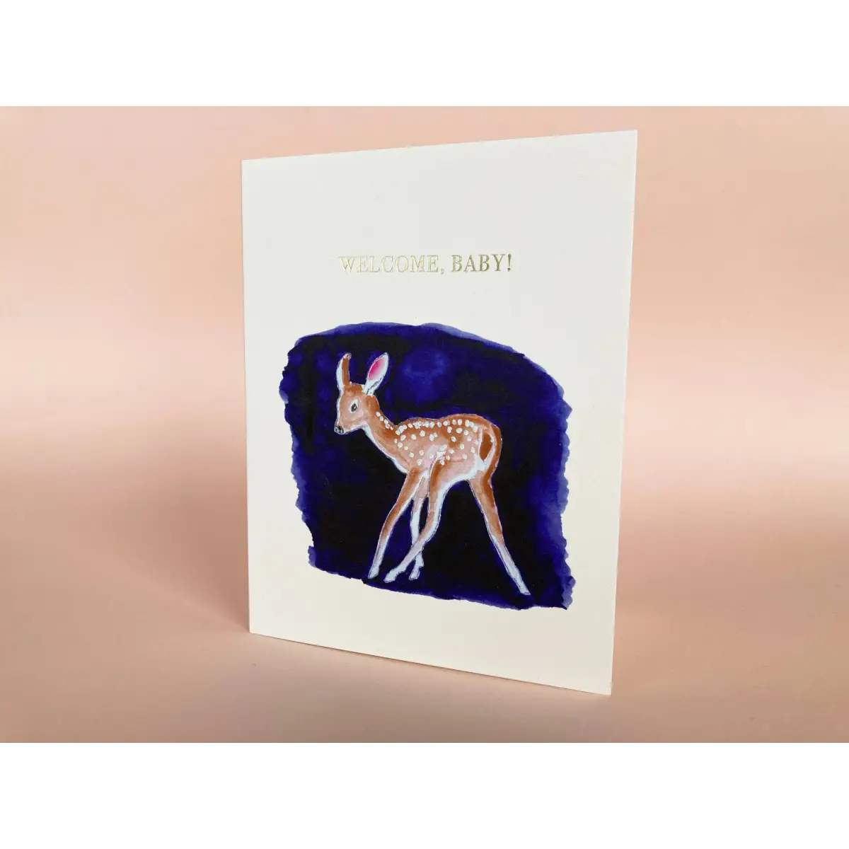 New Baby Card - Fawn on Blue - Driscoll Design