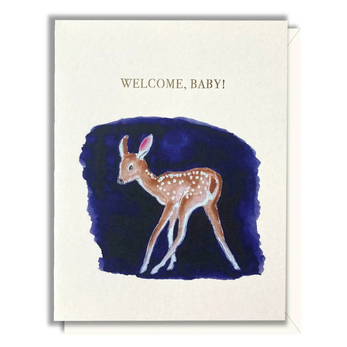 New Baby Card - Fawn on Blue - Driscoll Design