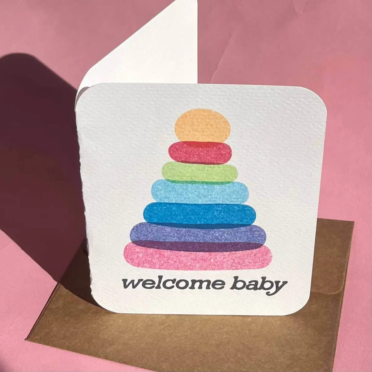 New Baby Card - Welcome Baby with Ring Stacker - Paper Chain Studios