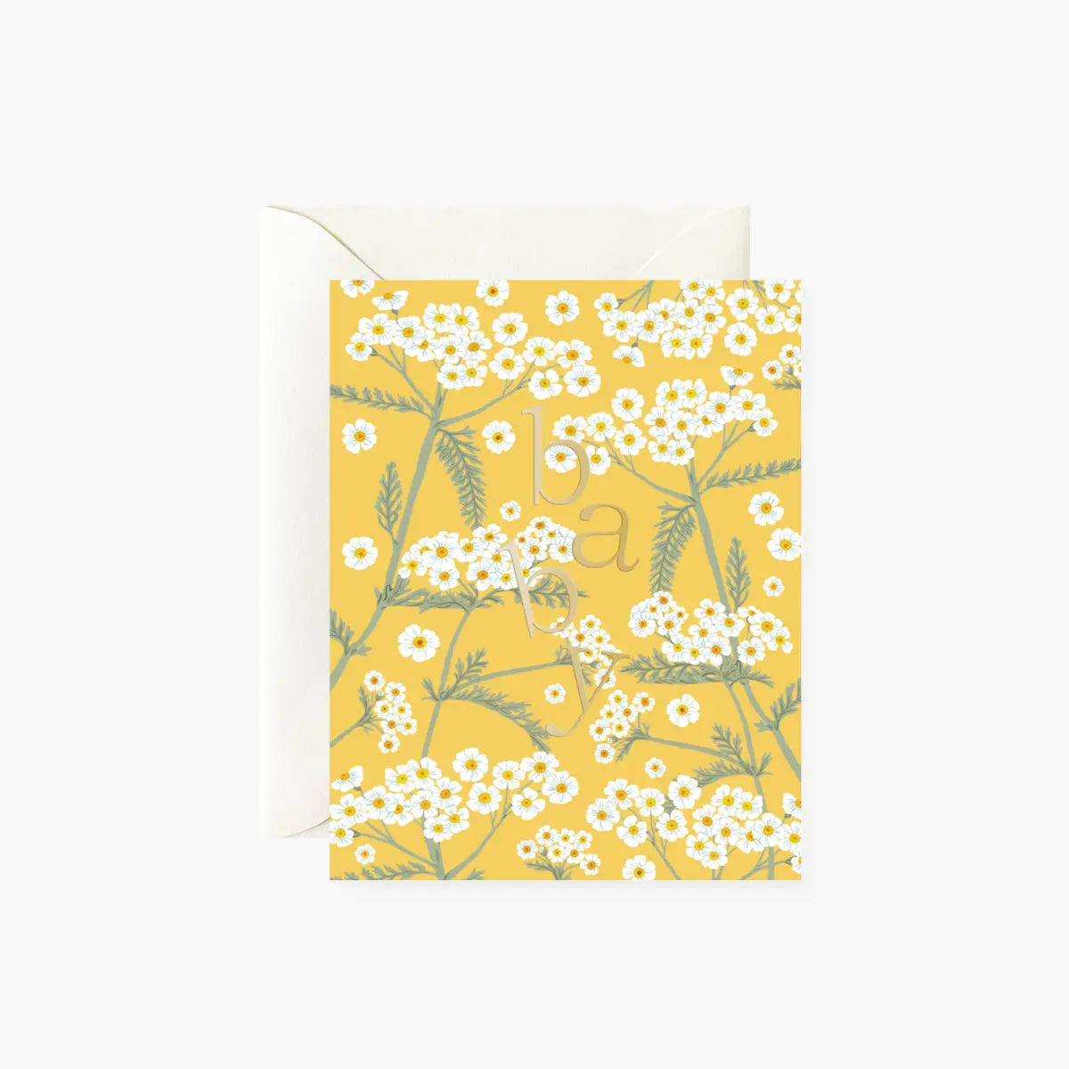 New Baby Greeting Card - Baby with baby’s breath blooms - Botanica Paper Co.