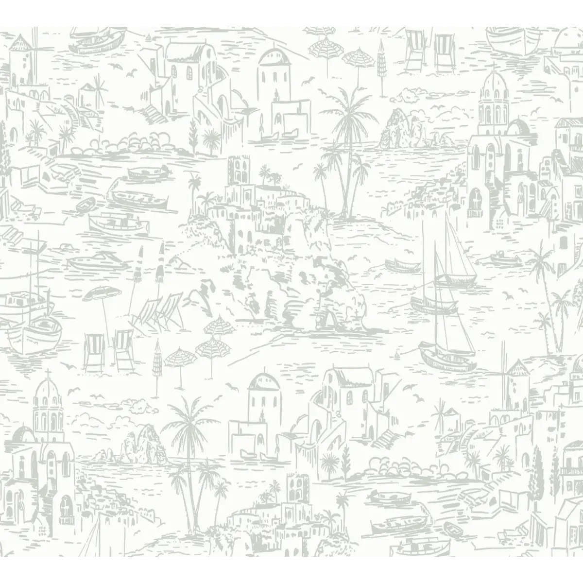 Nico Wallpaper - Vacation in Greece - by Hufton Studio - Sample 1 foot by 1 foot / Light Gray - Loomwell Home Goods