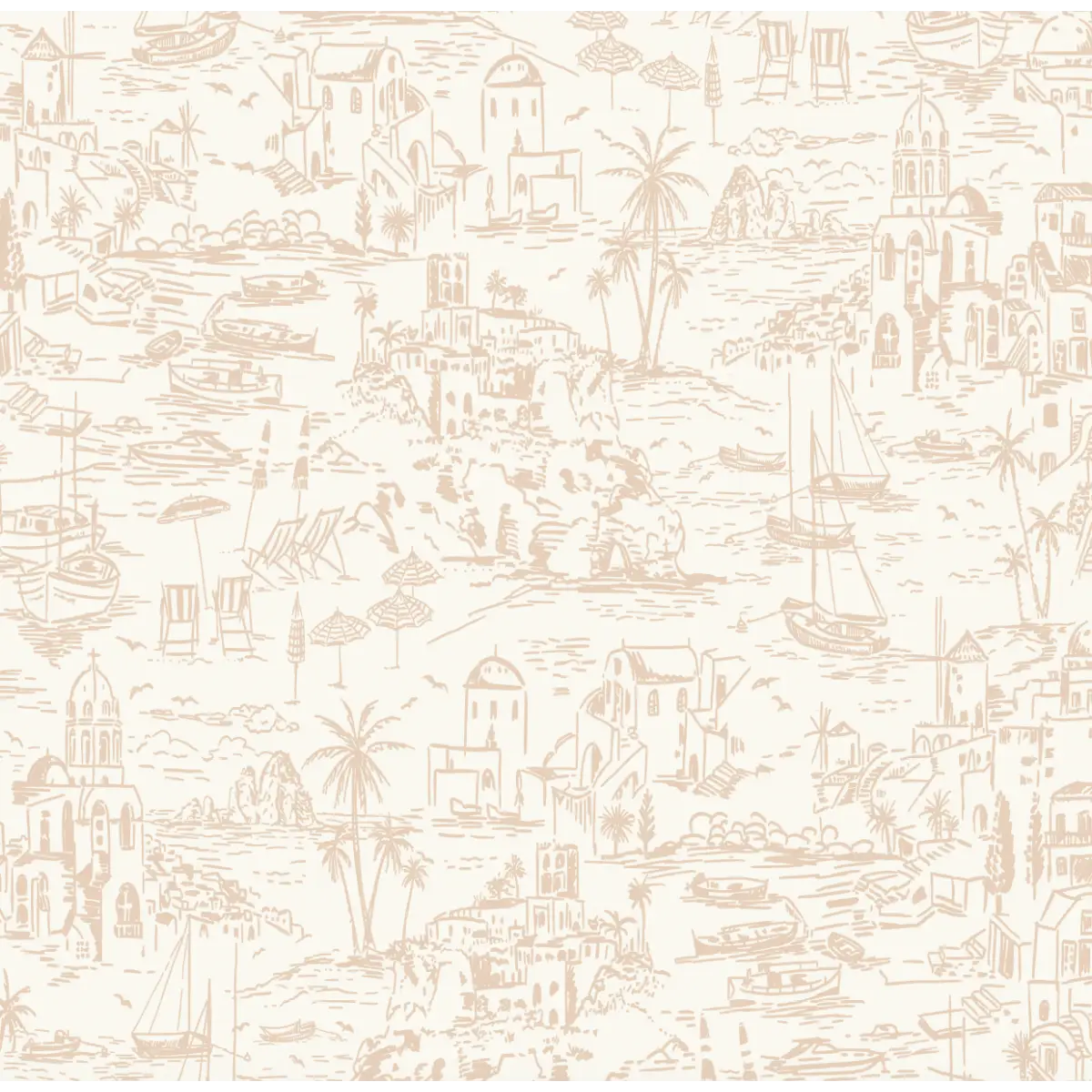 Nico Wallpaper - Vacation in Greece - by Hufton Studio - Sample 1 foot by 1 foot / Peach - Loomwell Home Goods