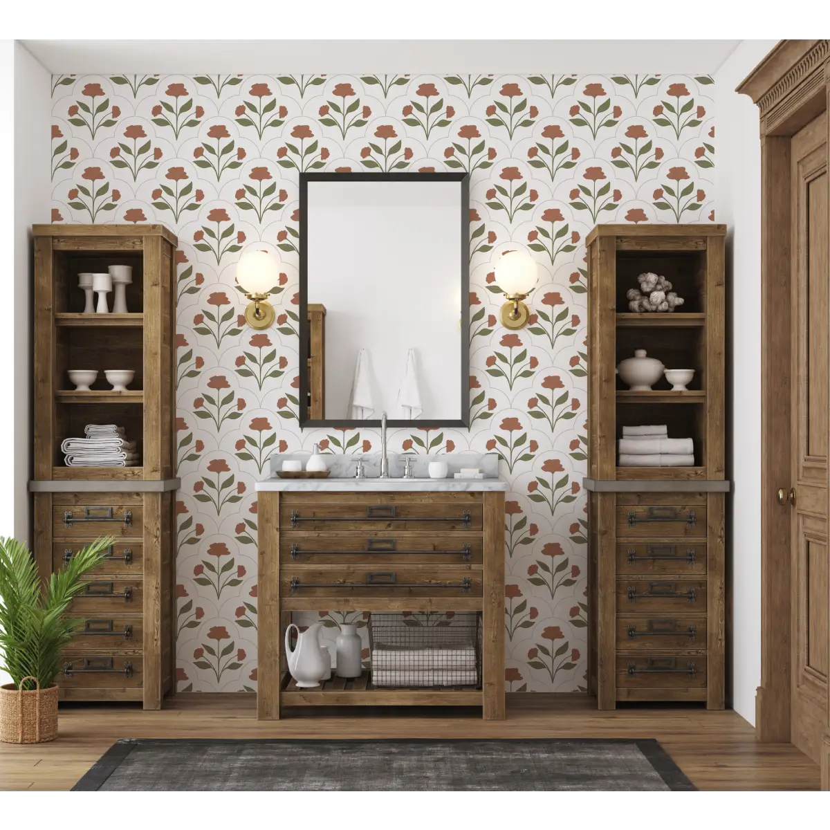 Nicole Wallpaper - Stylized Block Print - by Megan Lindsey Illustration - Loomwell Home Goods