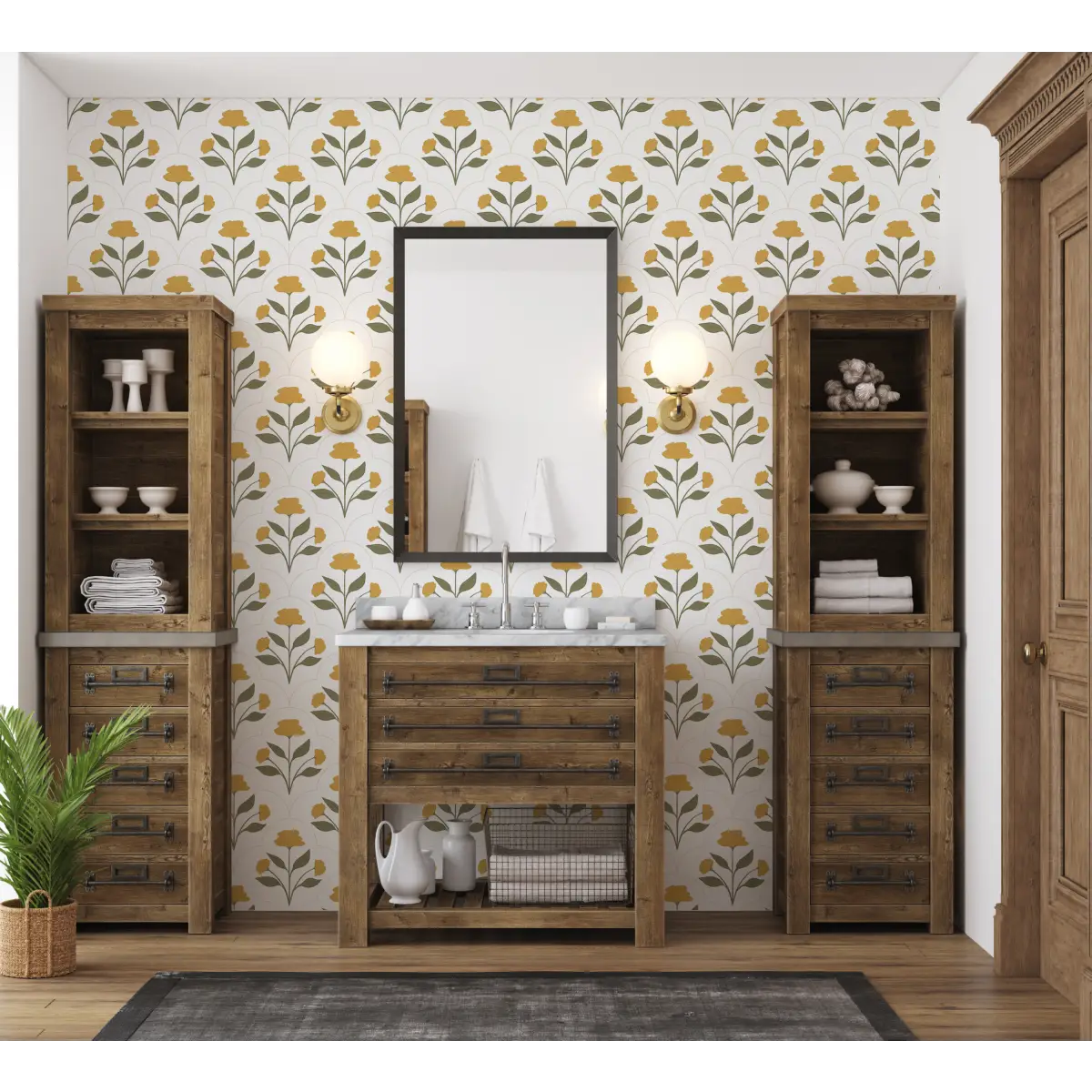 Nicole Wallpaper - Stylized Block Print - by Megan Lindsey Illustration - Loomwell Home Goods