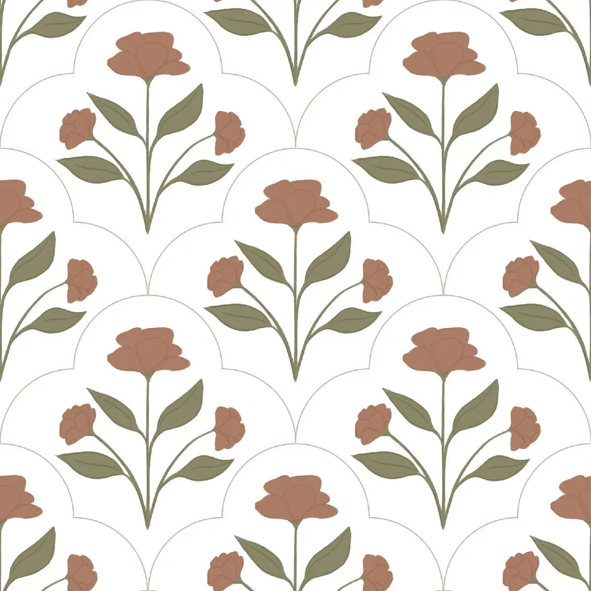 Nicole Wallpaper - Stylized Block Print - by Megan Lindsey Illustration - Sample 1 foot by 1 foot / Mauve - Loomwell