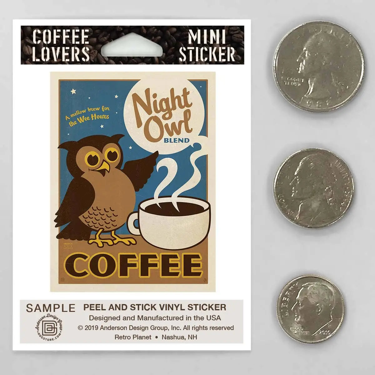 Night Owl Coffee Mellow Brew Vinyl Sticker - RetroPlanet