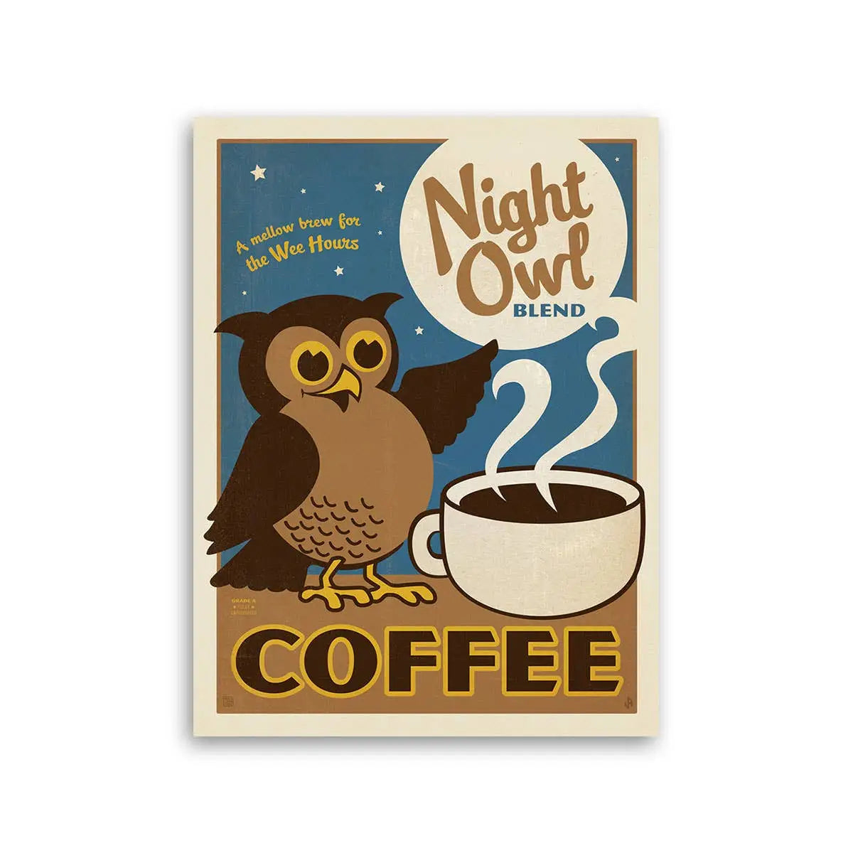 Night Owl Coffee Mellow Brew Vinyl Sticker - RetroPlanet