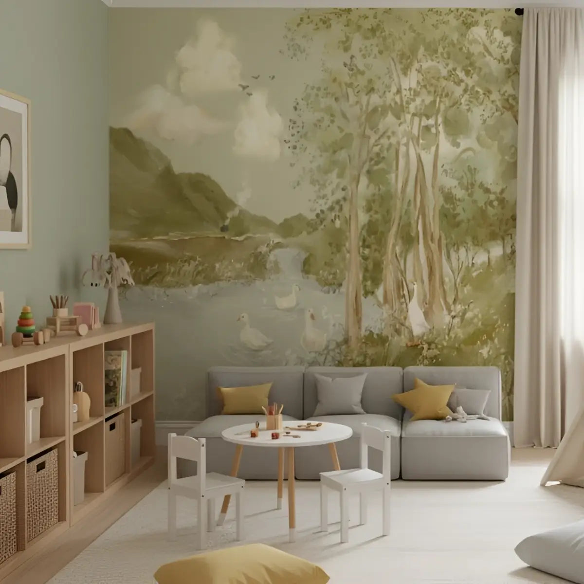 Nils Wallpaper - Trees and Lake Landscape - by Celeste Clark - Loomwell Home Goods