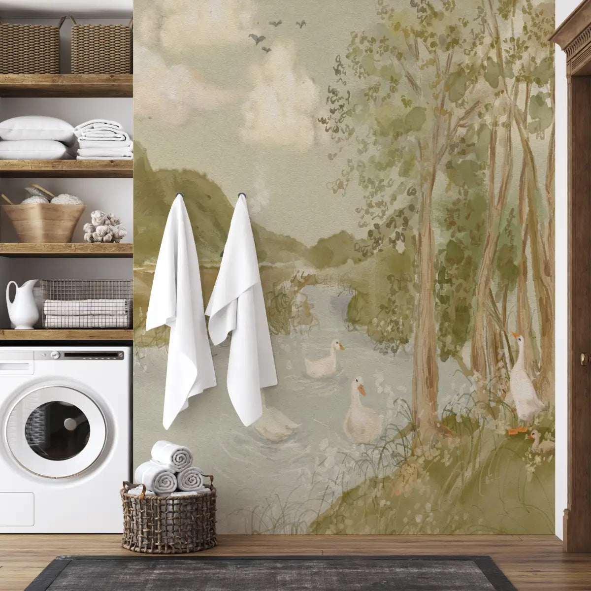 Nils Wallpaper - Trees and Lake Landscape - by Celeste Clark - Loomwell Home Goods