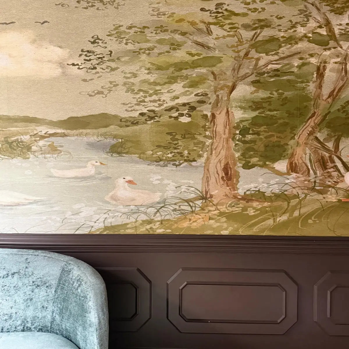 Nils Wallpaper - Trees and Lake Landscape - by Celeste Clark - Loomwell Home Goods