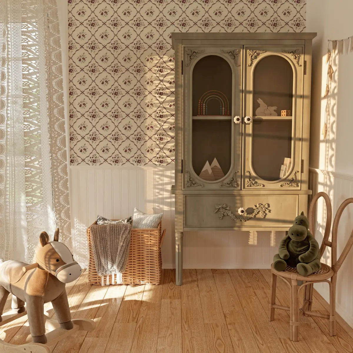 Nina Wallpaper - Flowers in Cottage Diamonds - by Ali Anni - Loomwell Home Goods