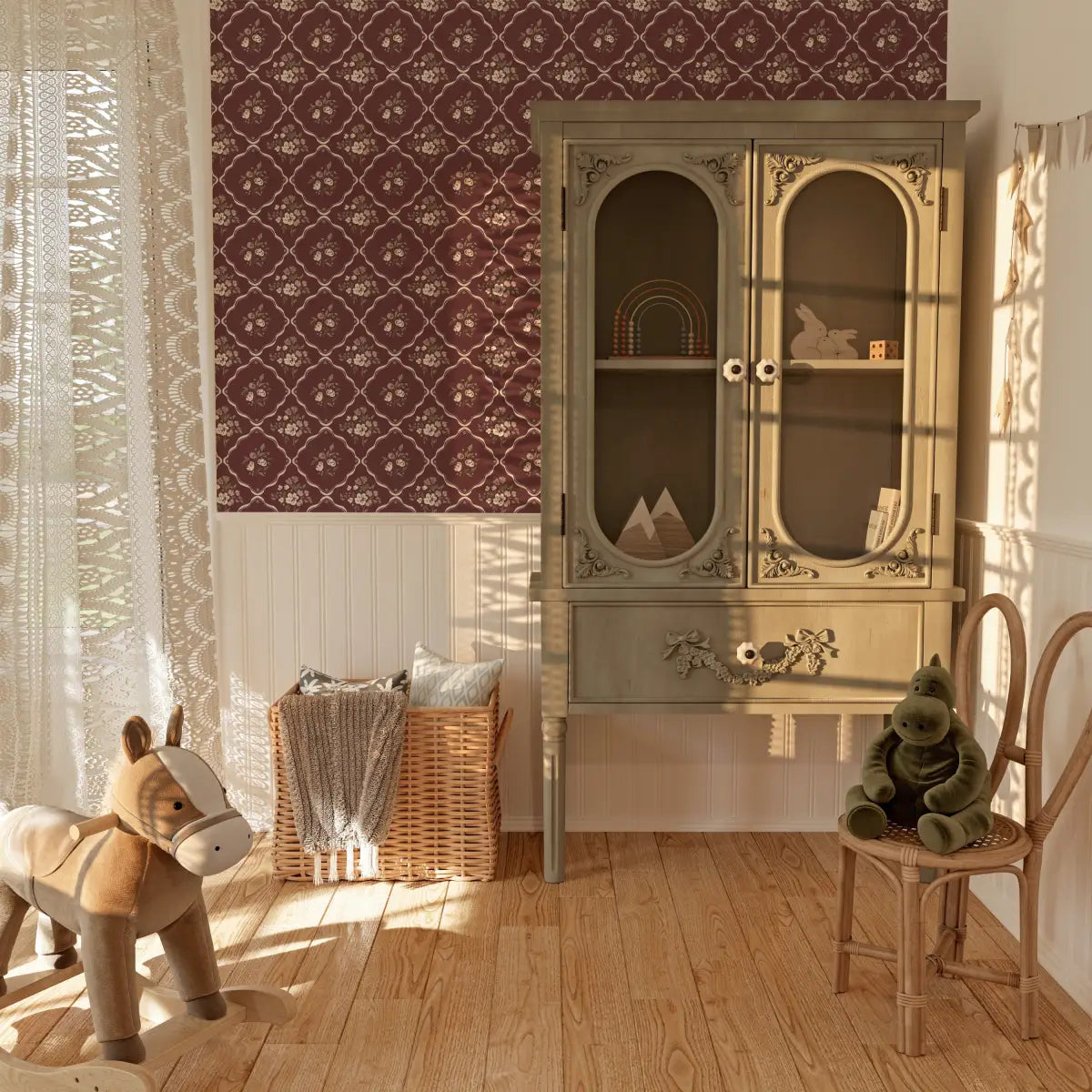 Nina Wallpaper - Flowers in Cottage Diamonds - by Ali Anni - Loomwell Home Goods