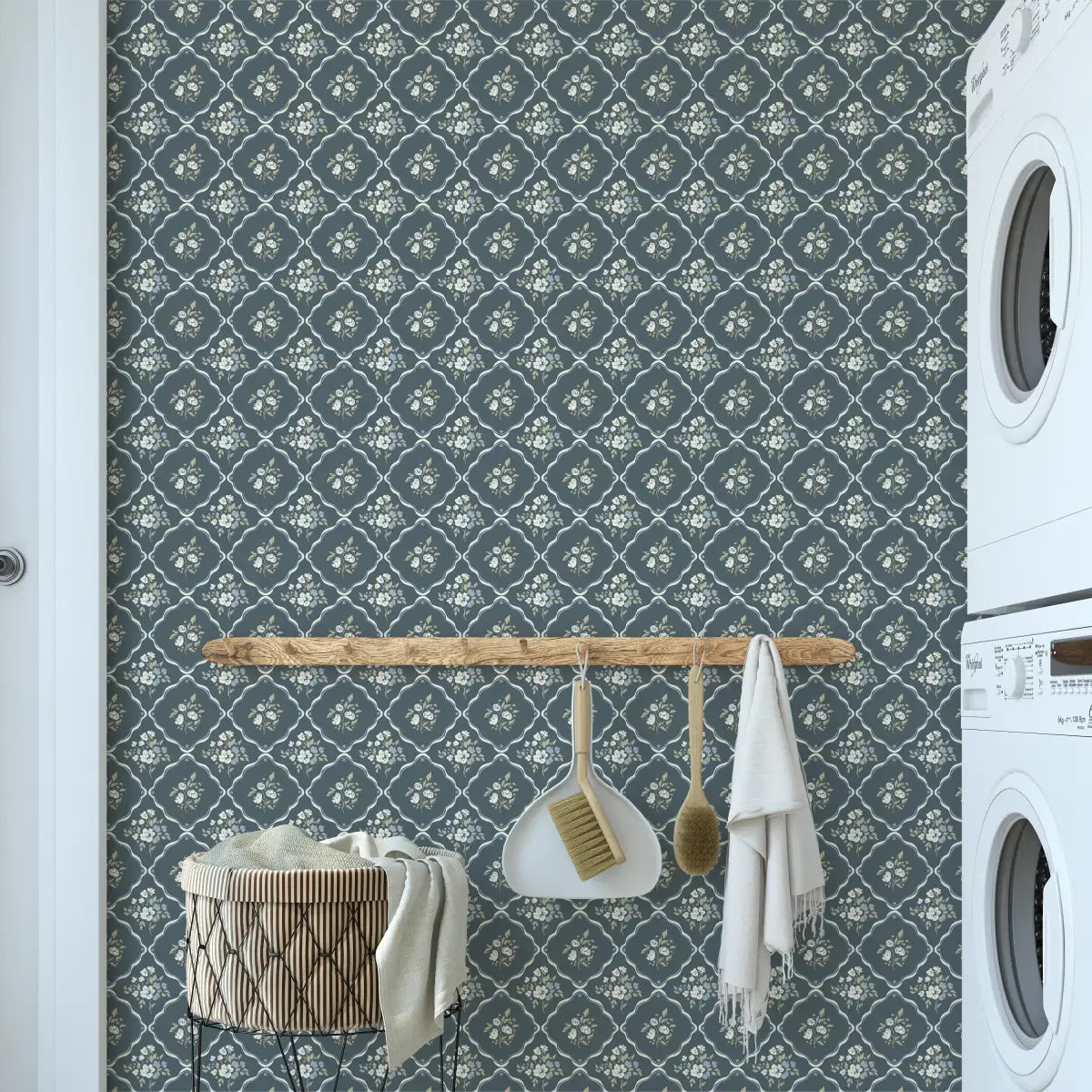 Nina Wallpaper - Flowers in Cottage Diamonds - by Ali Anni - Loomwell Home Goods