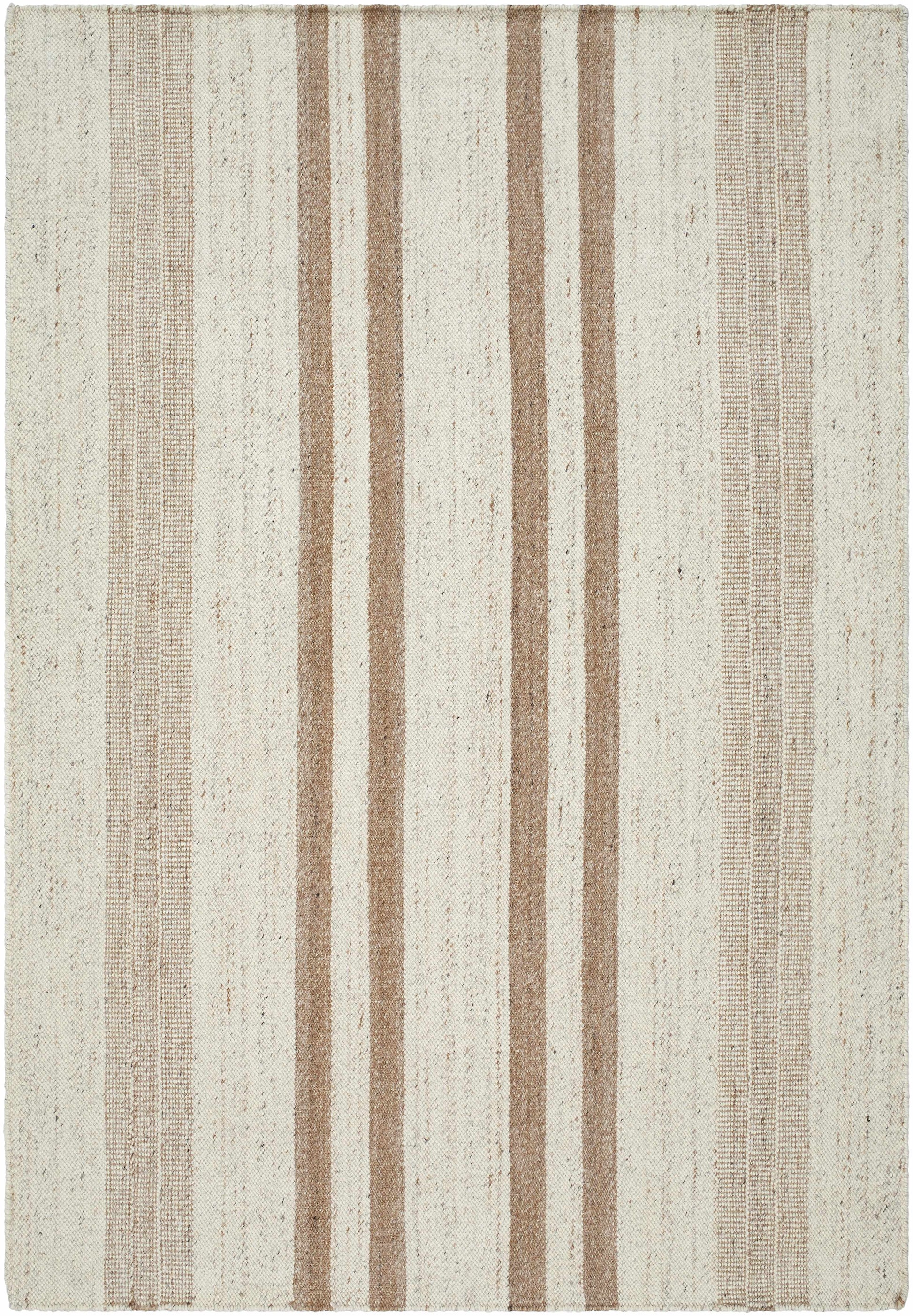 Beige Stripe Wool Area Rug - 5’ x 7’6’’ Rectangle - Boutique Rugs
