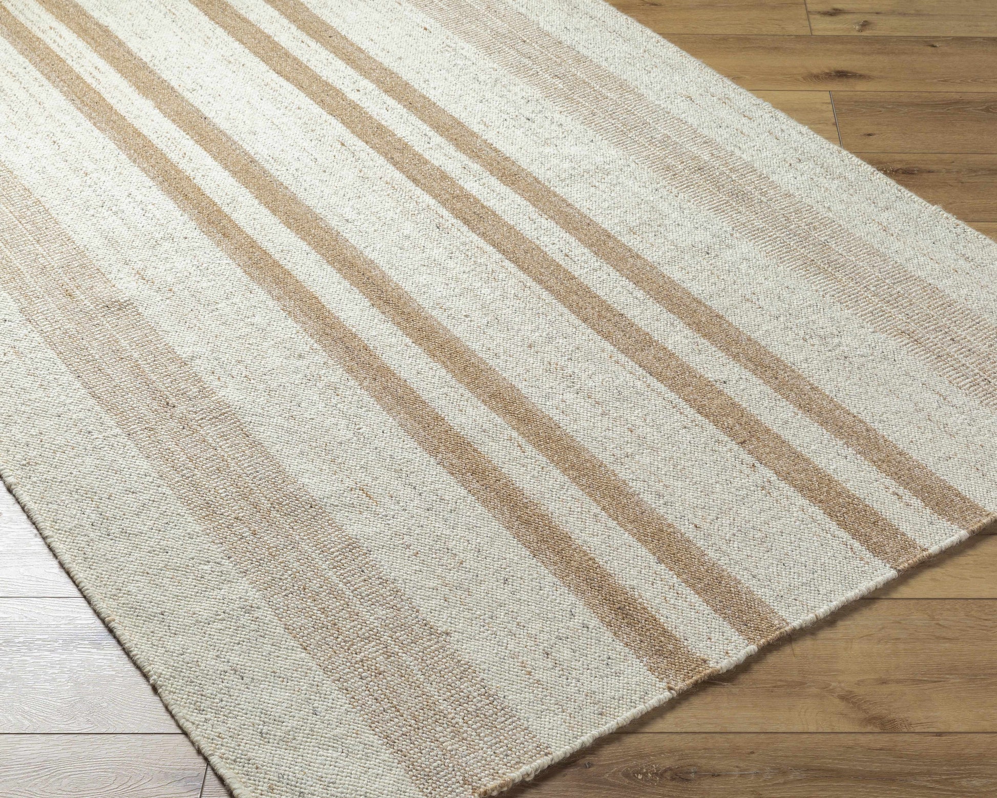 Beige Stripe Wool Area Rug - Boutique Rugs