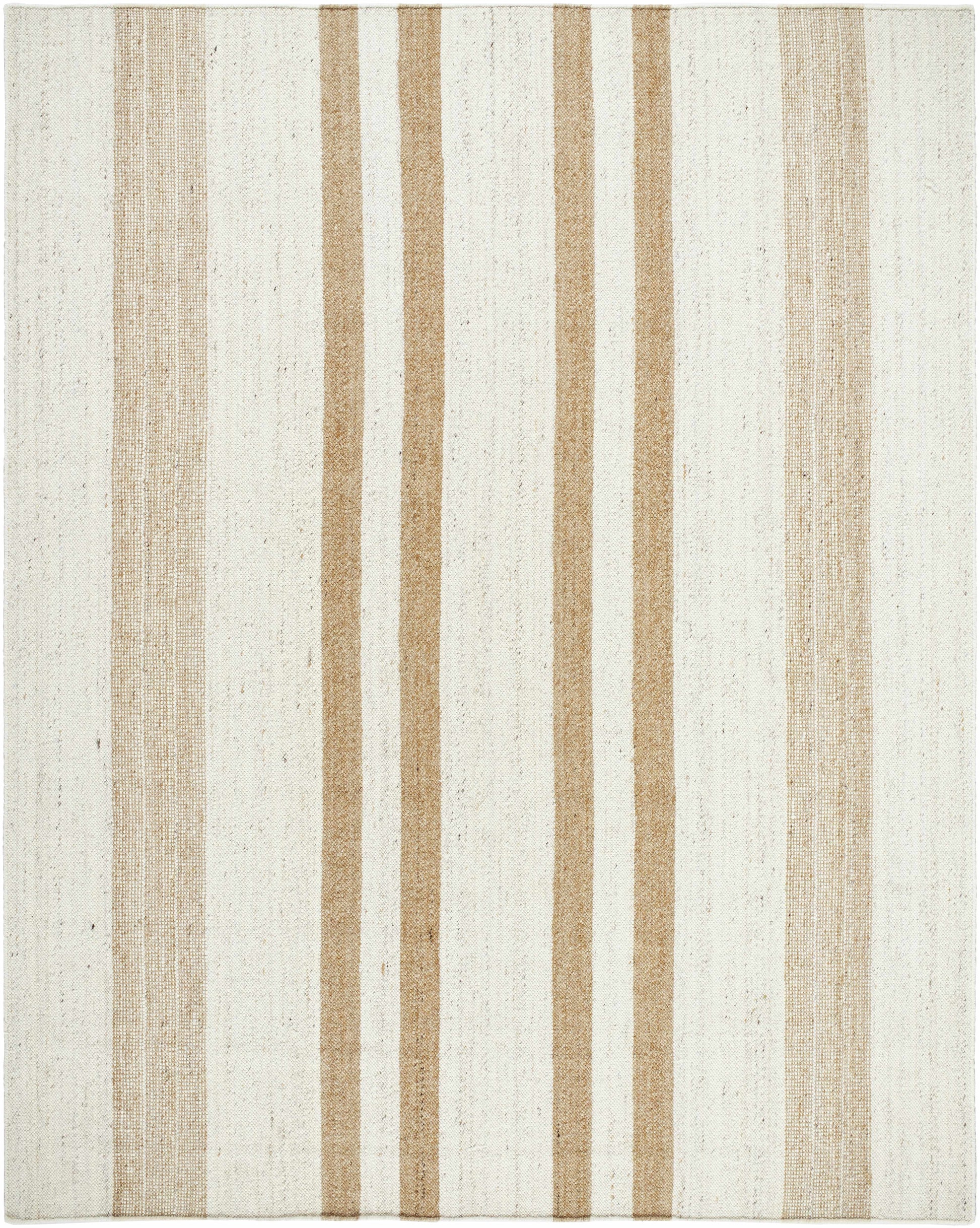Beige Stripe Wool Area Rug - 8’ x 10’ Rectangle - Boutique Rugs