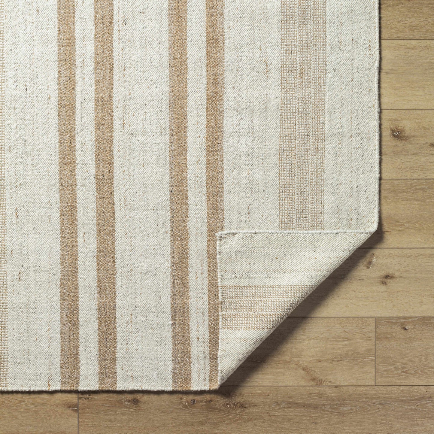 Beige Stripe Wool Area Rug - Boutique Rugs