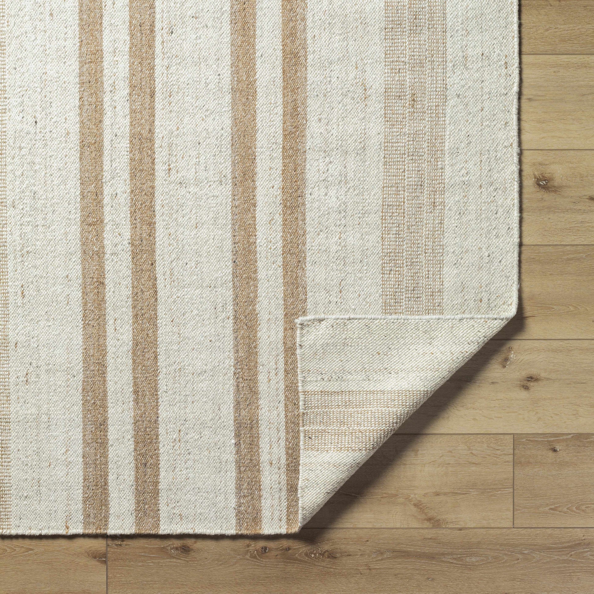 Beige Stripe Wool Area Rug - Boutique Rugs