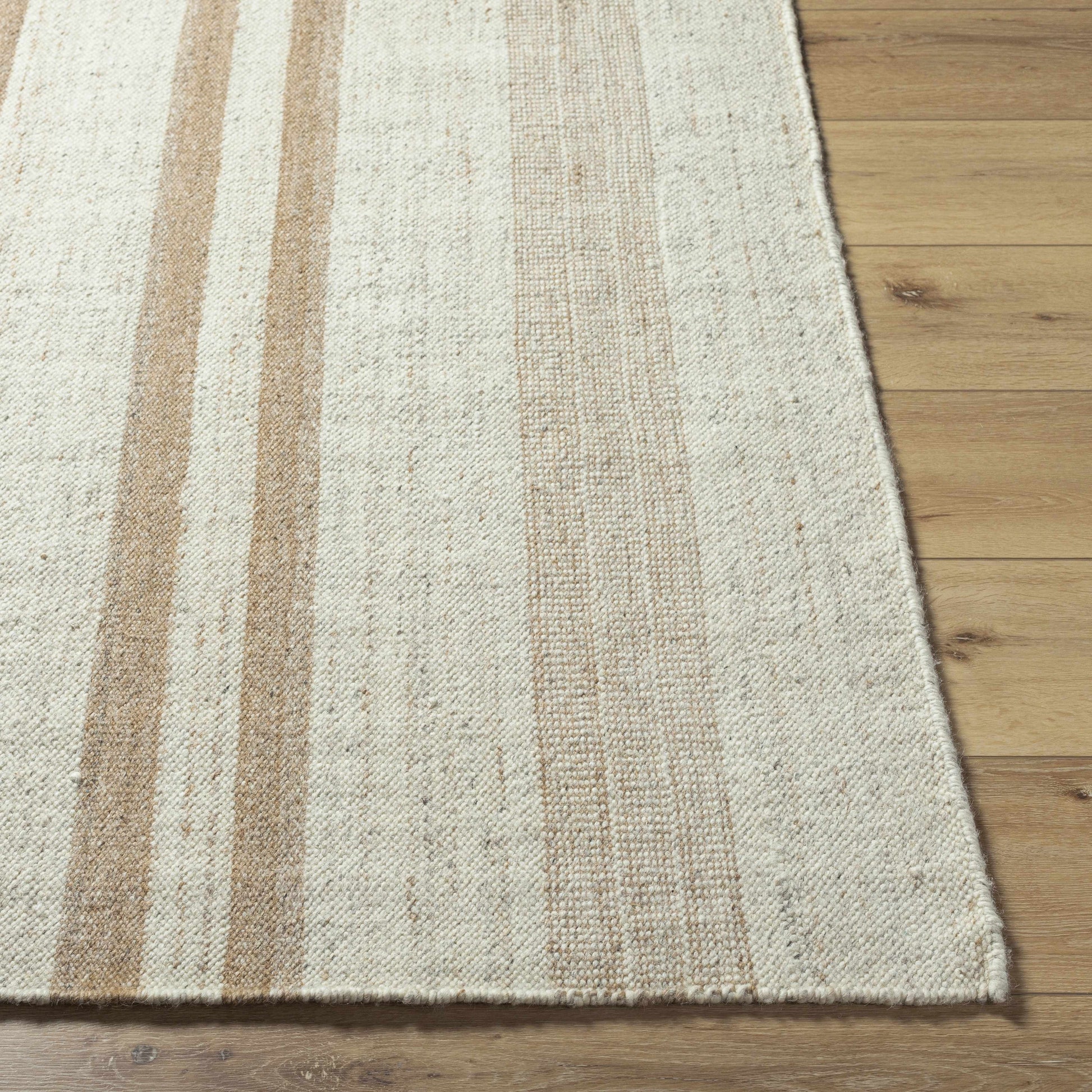 Beige Stripe Wool Area Rug - Boutique Rugs
