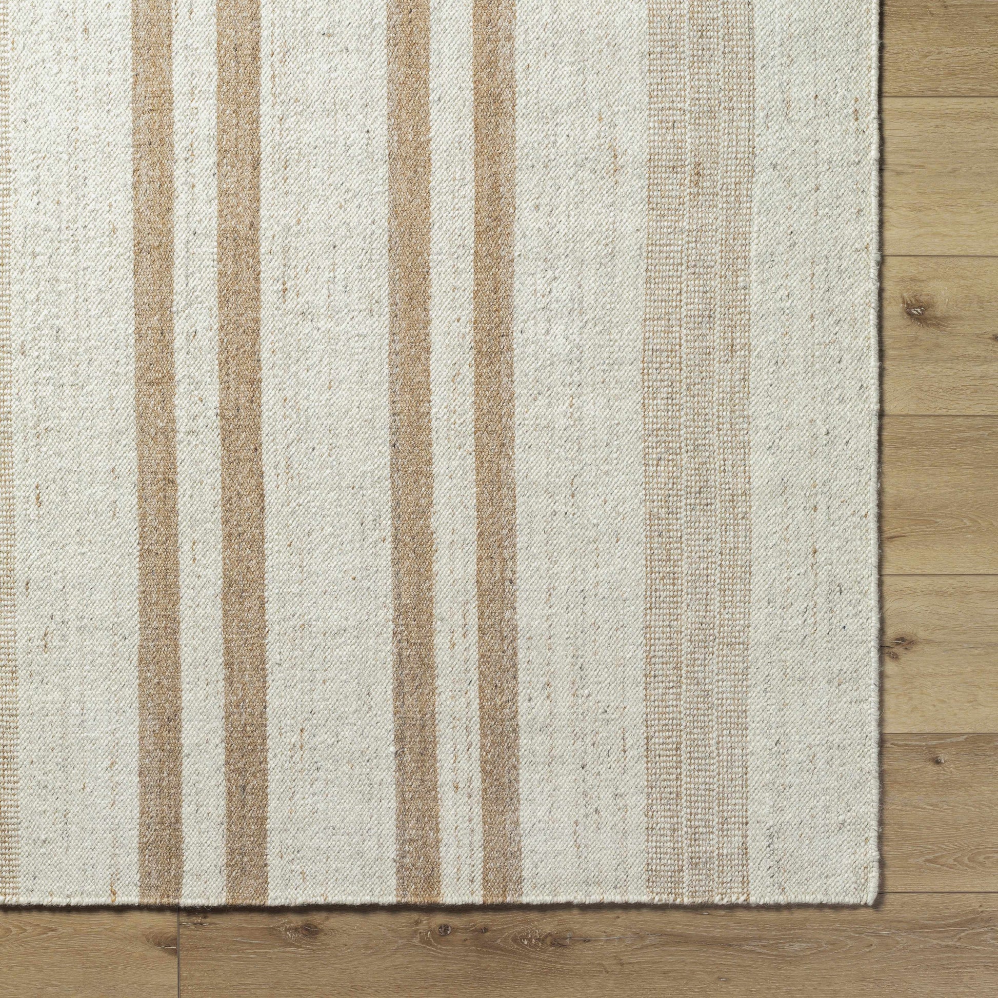 Beige Stripe Wool Area Rug - Boutique Rugs