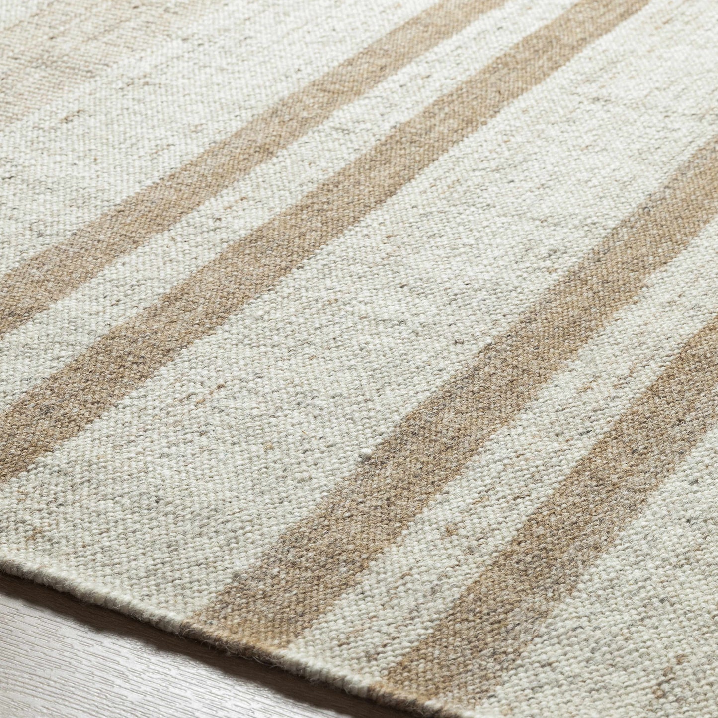 Beige Stripe Wool Area Rug - Boutique Rugs