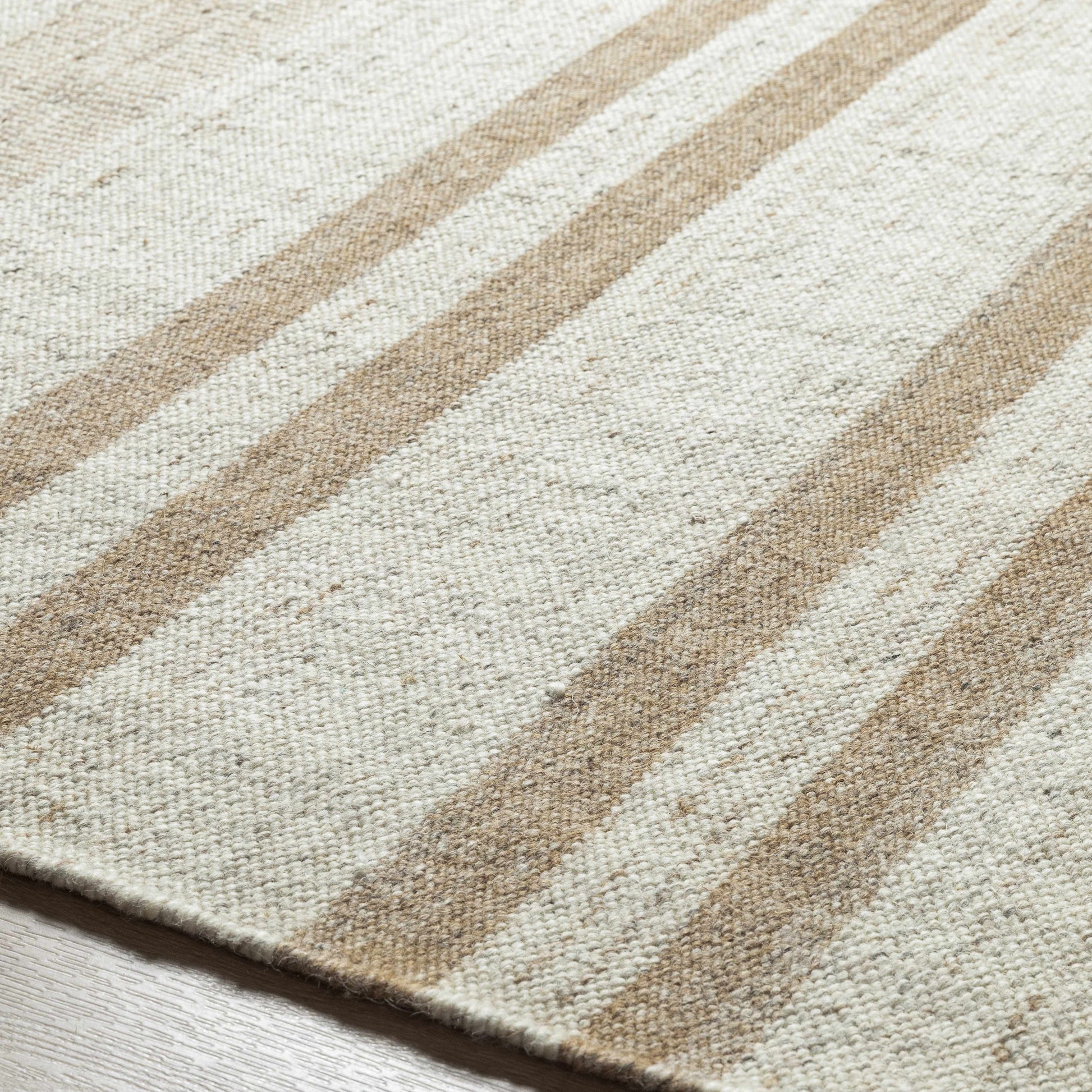 Beige Stripe Wool Area Rug - Boutique Rugs