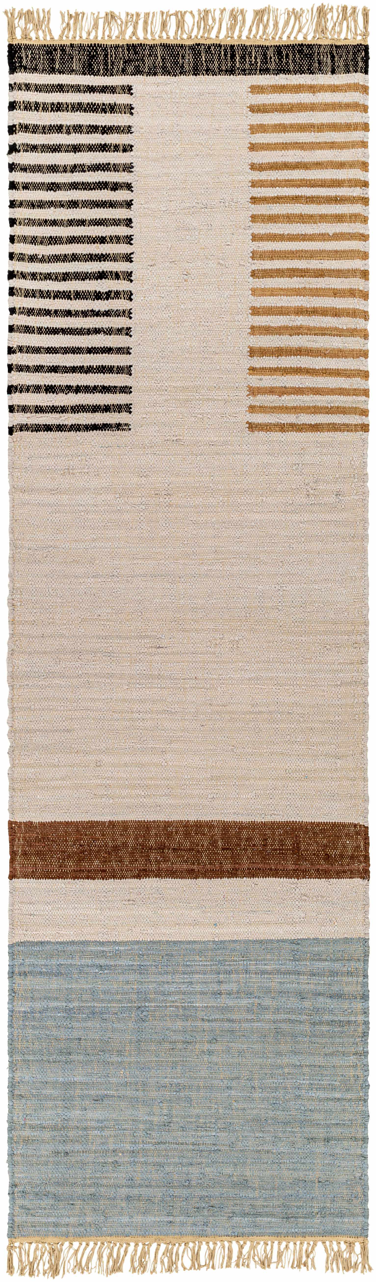 Modern Neutral Blocks Cotton Area Rug - 2’6’’ x 8’ Runner - Boutique Rugs