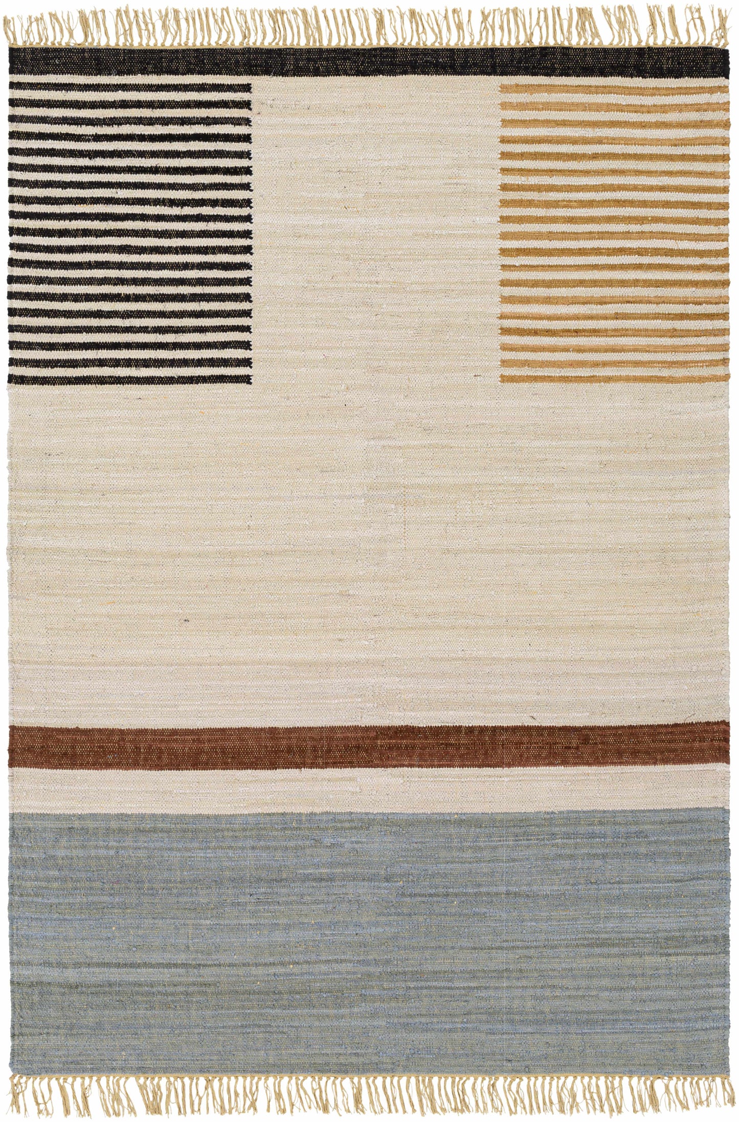 Modern Neutral Blocks Cotton Area Rug - 5’ x 7’6’’ Rectangle - Boutique Rugs