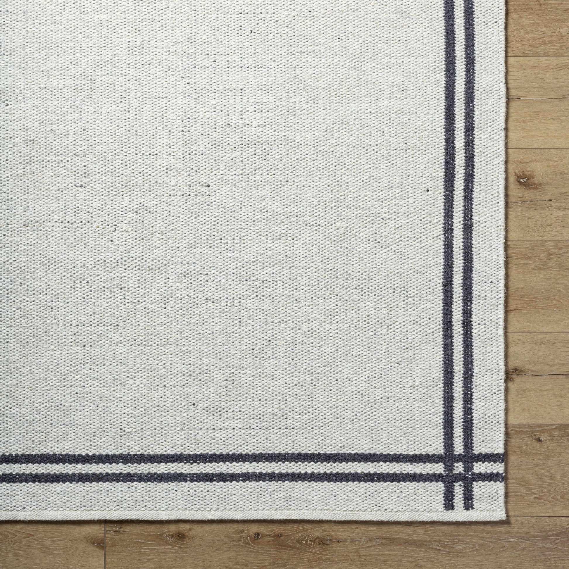 Black Stripe Bordered Wool Rug - Boutique Rugs