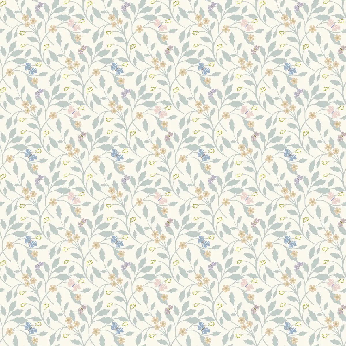 Noa Wallpaper - Petite Pastel Vines - by Linen and Paper Design - Sample 1 foot by 1 foot / Blue - Loomwell Home Goods