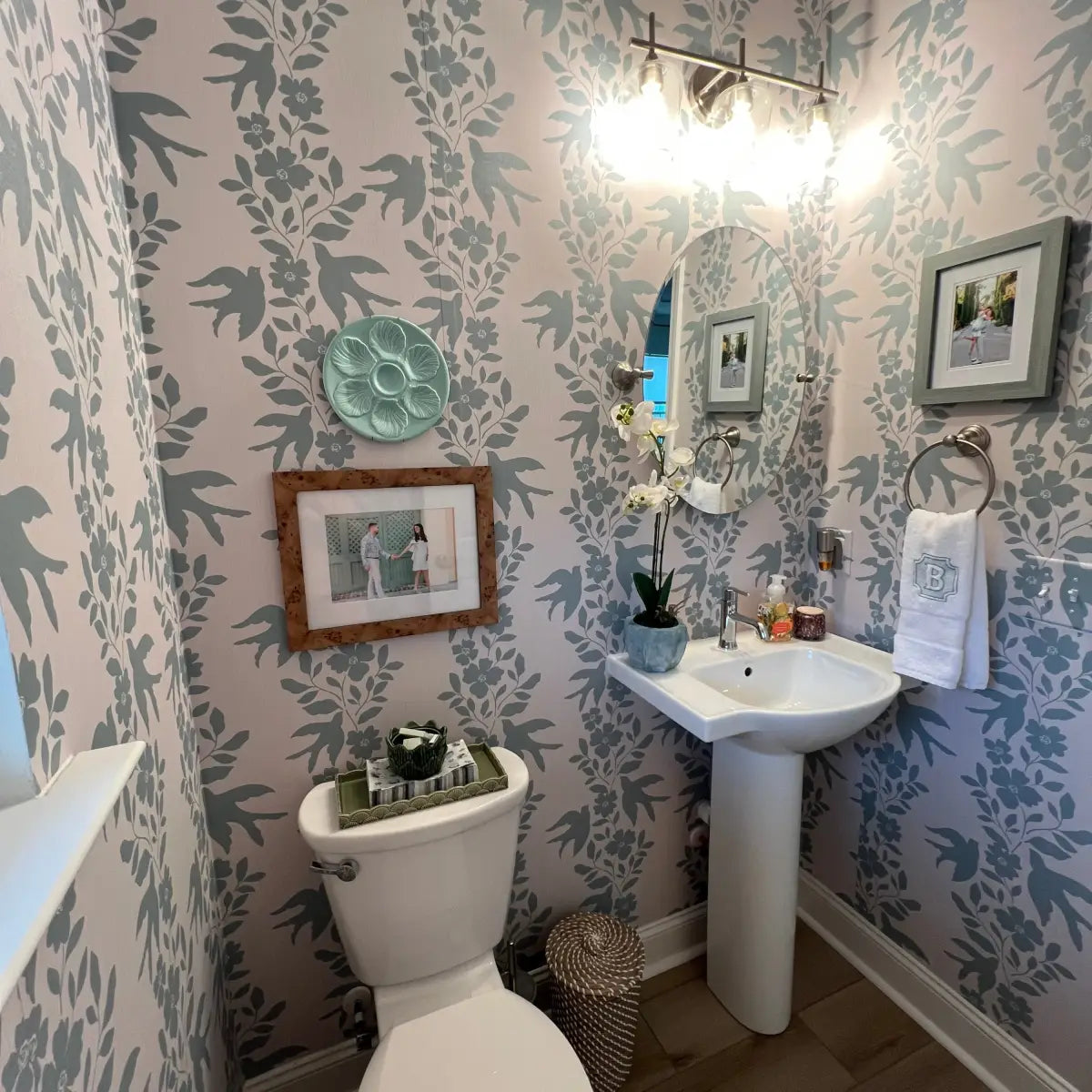 Noelle Wallpaper - Bold Birds and Flowers Stripe - by Gabriela Dachin - Loomwell Home Goods