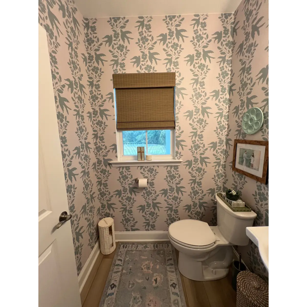 Noelle Wallpaper - Bold Birds and Flowers Stripe - by Gabriela Dachin - Loomwell Home Goods
