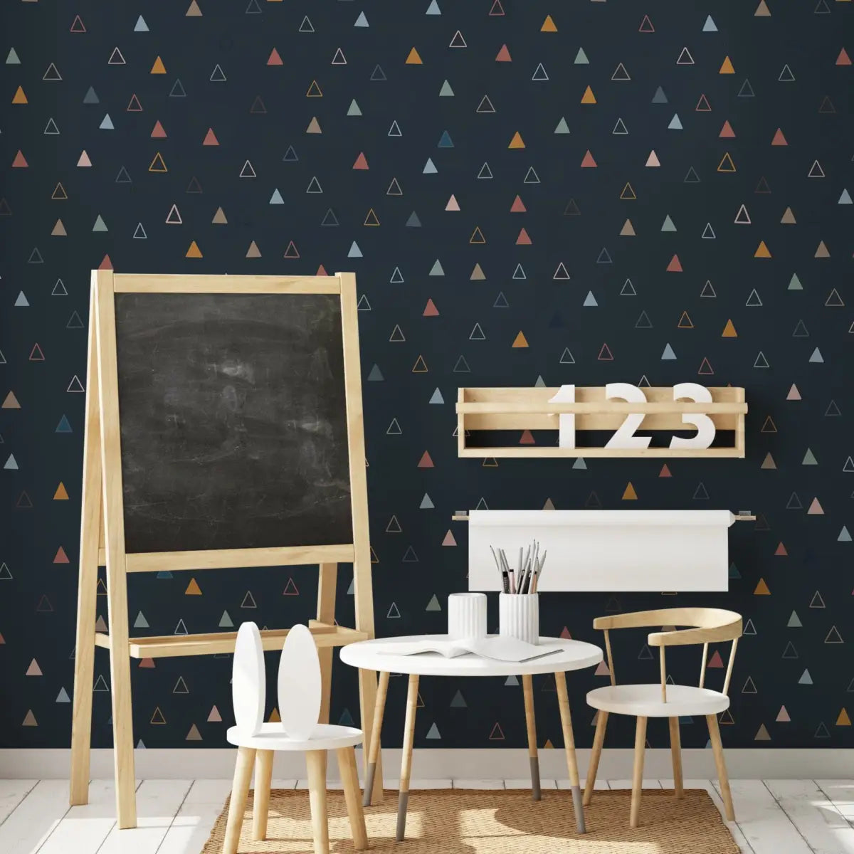 Nolan Wallpaper - Navy Triangles - by Morgan Casteel - Loomwell Home Goods