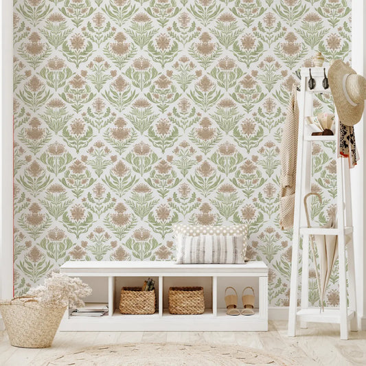 Nolie Wallpaper - Floral Diamonds - by RNM Arts - Loomwell Home Goods