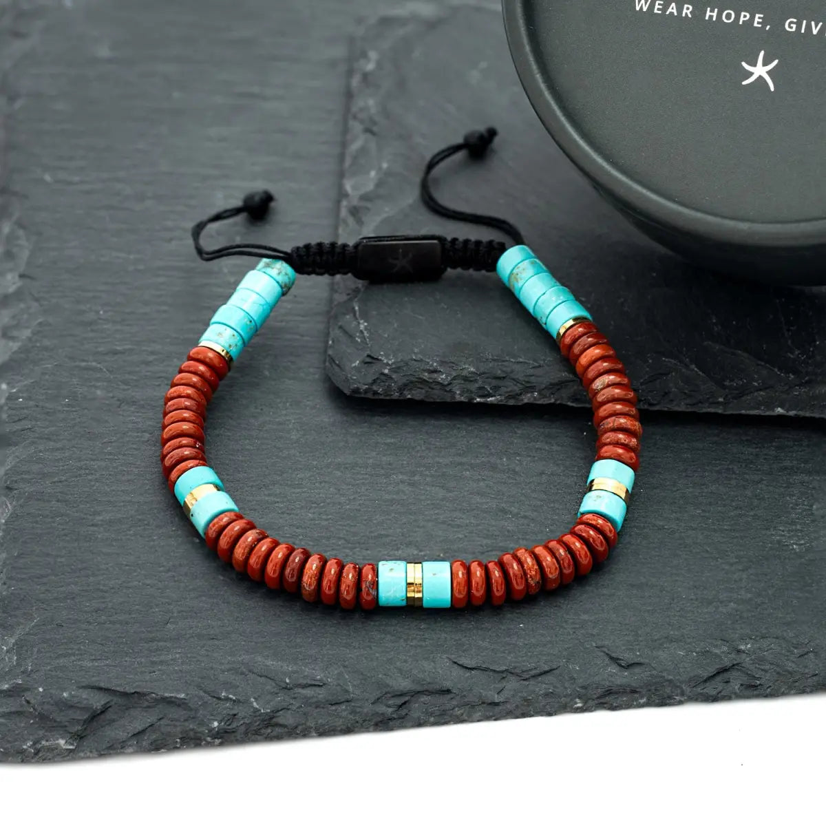 Nomadic Turquoise & Red Jasper Rope Beaded Bracelet - Starfish Project