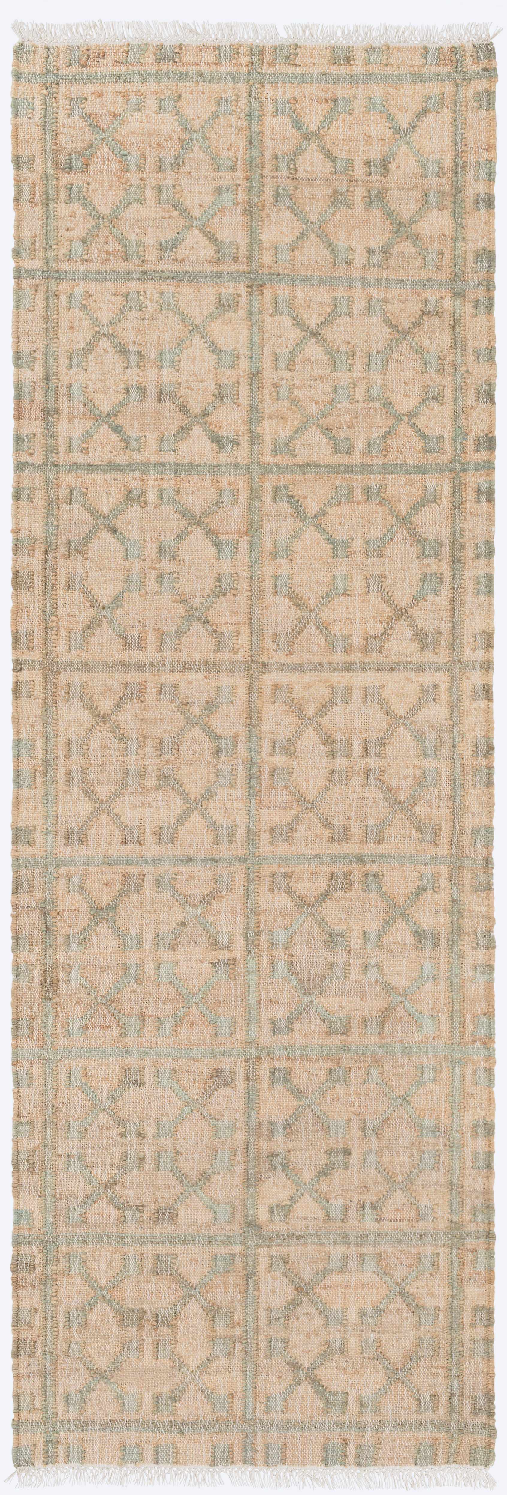 Dusty Sage Fringed Jute Carpet - 2’6’’ x 8’ Runner - Boutique Rugs