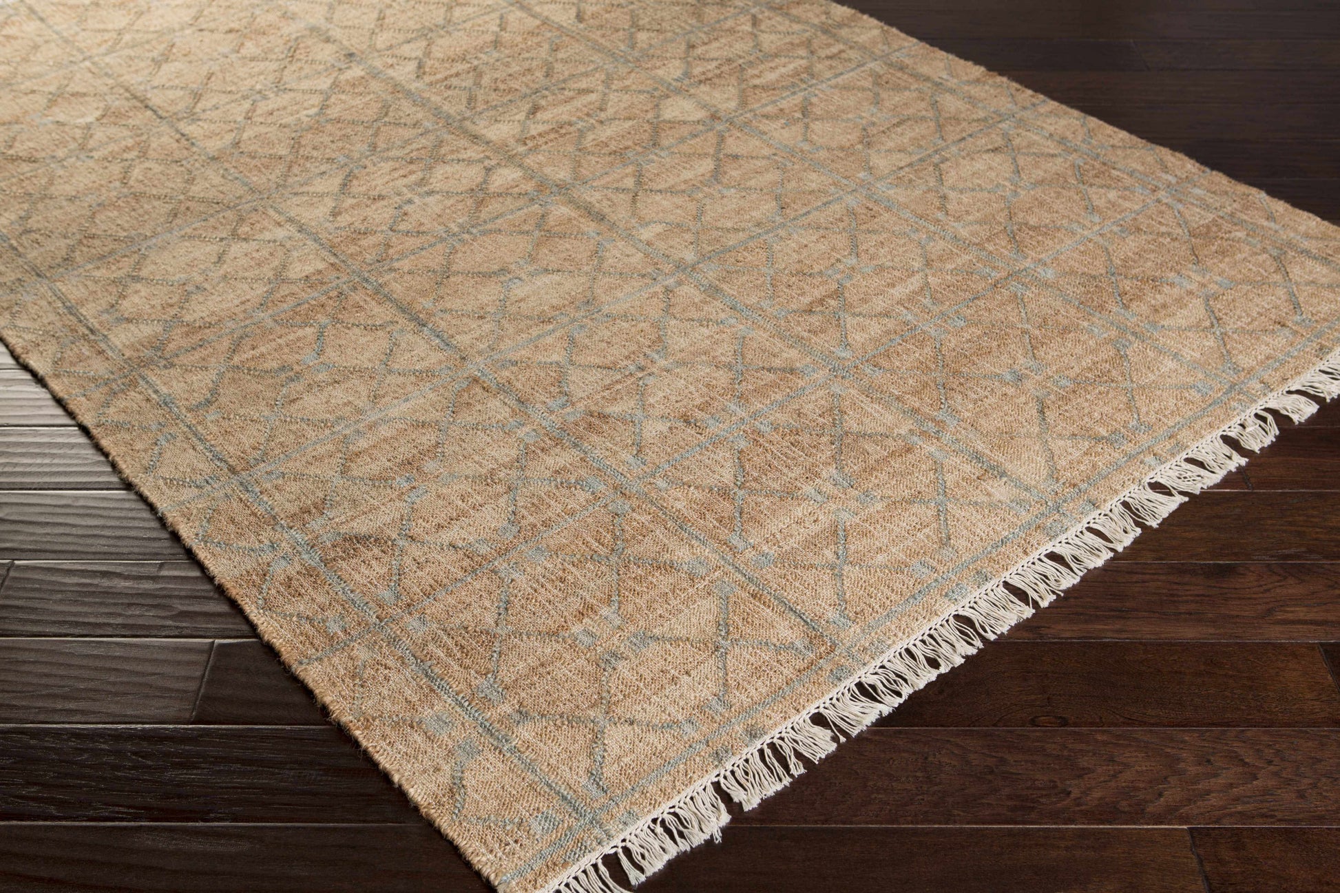 Dusty Sage Fringed Jute Carpet - Boutique Rugs