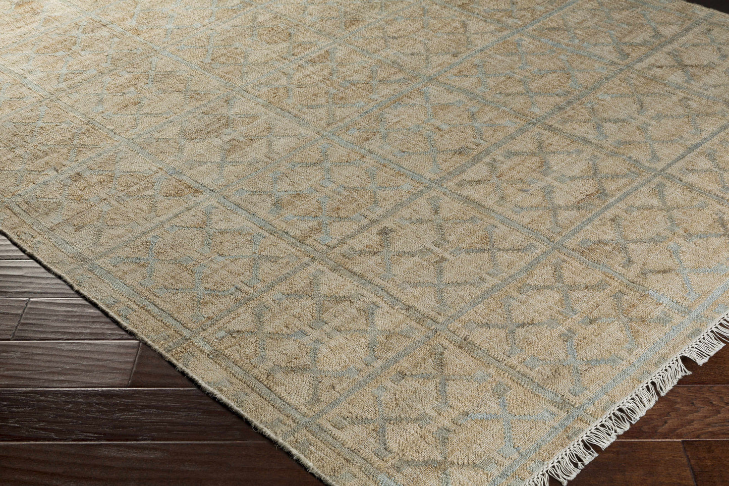 Dusty Sage Fringed Jute Carpet - Boutique Rugs