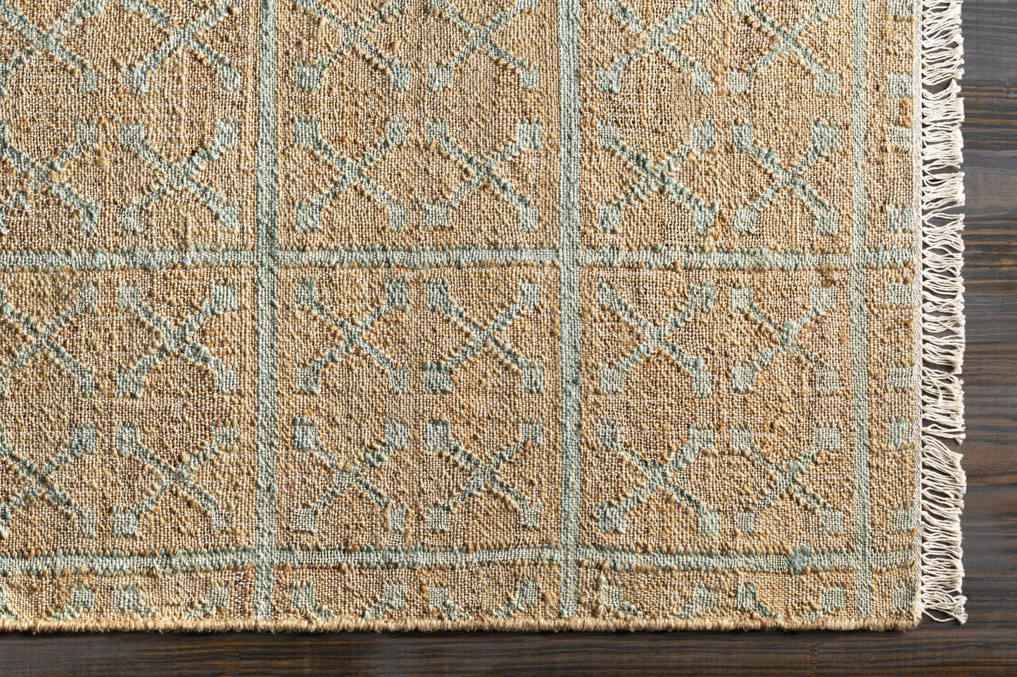 Dusty Sage Fringed Jute Carpet - Boutique Rugs
