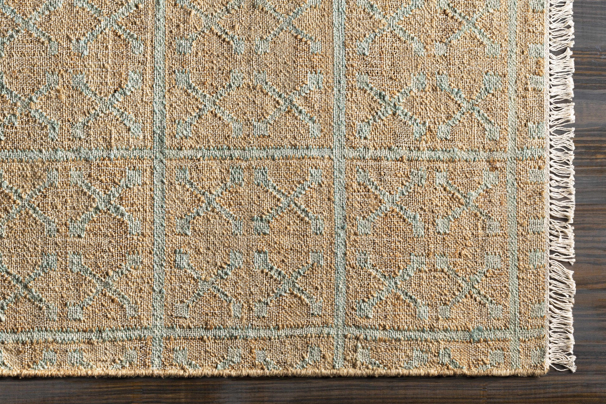 Dusty Sage Fringed Jute Carpet - Boutique Rugs