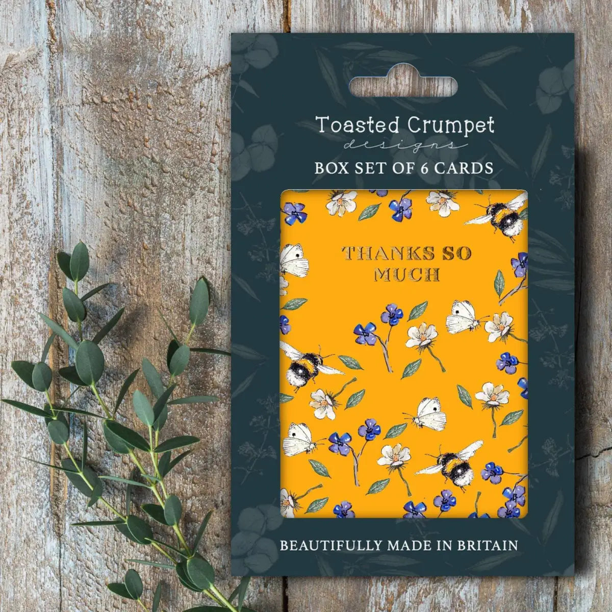 Notecards Set - Thanks So Much (Bee) - Set Of 6 Cards - Toasted Crumpet (US Duties Paid)