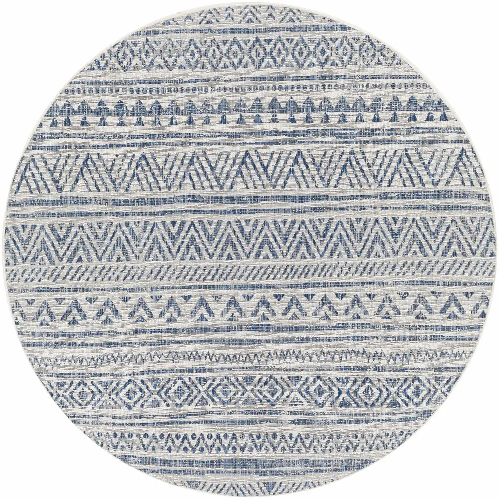 Novato Navy All Over Pattern Performance Rug - 6’7’’ Round - Boutique Rugs