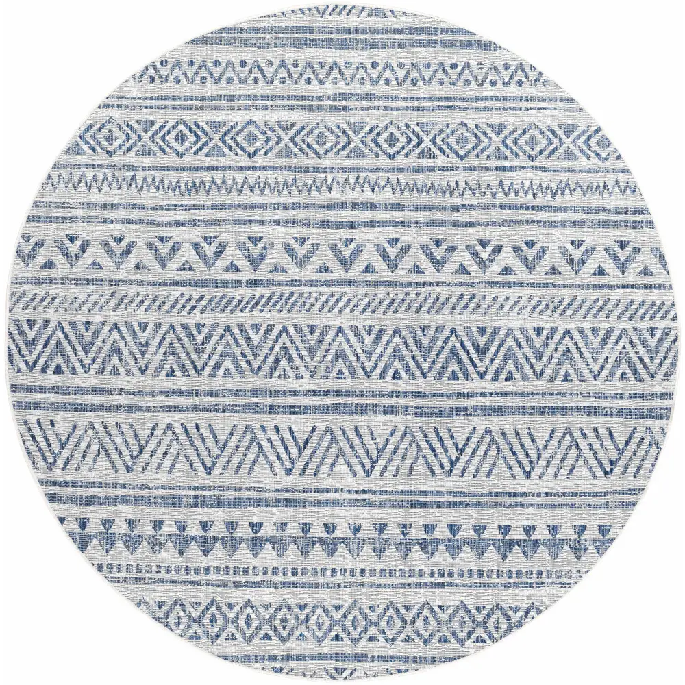 Novato Navy All Over Pattern Performance Rug - 7’10’’ Round - Boutique Rugs