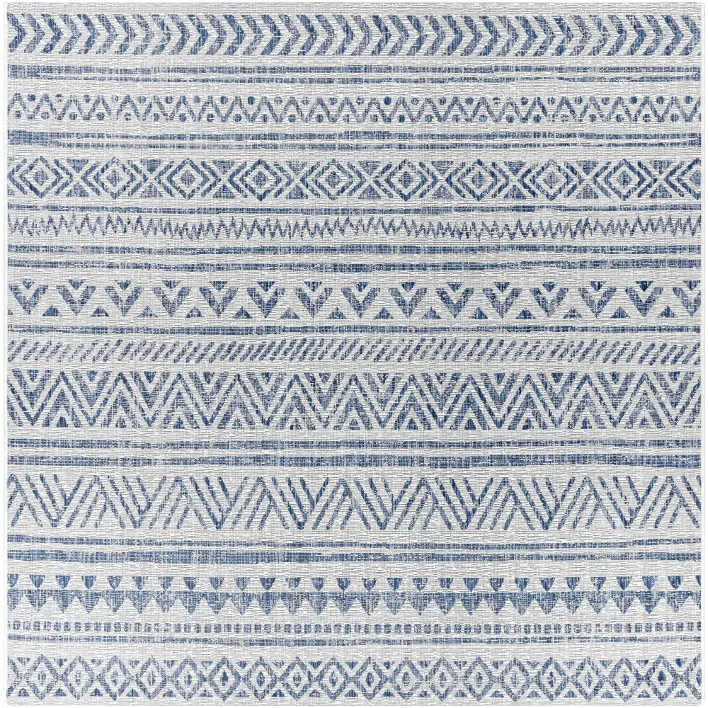 Novato Navy All Over Pattern Performance Rug - 7’10’’ Square - Boutique Rugs