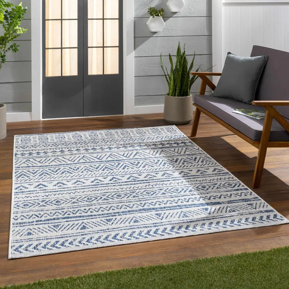 Novato Navy All Over Pattern Performance Rug - Boutique Rugs