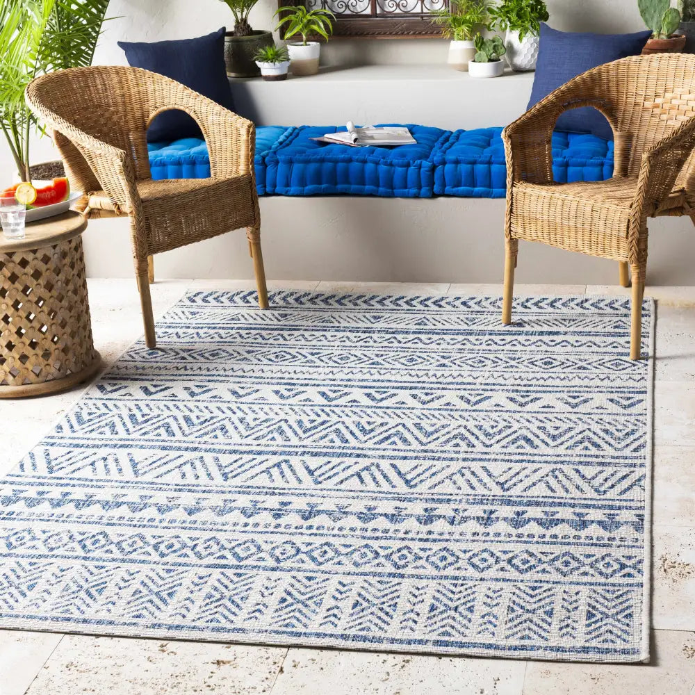 Novato Navy All Over Pattern Performance Rug - Boutique Rugs