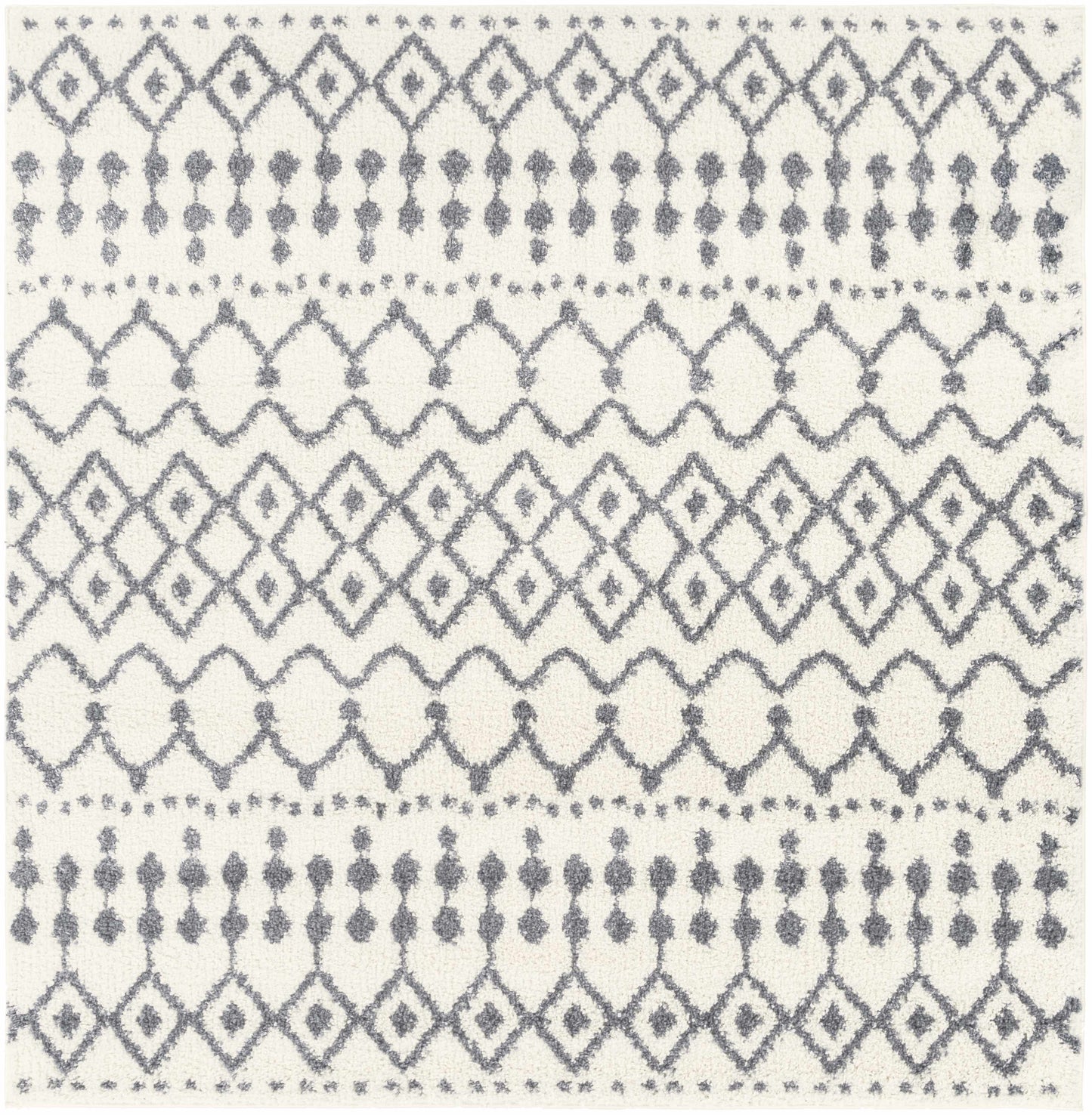 Navassa White/Gray Trellis Plush Rug