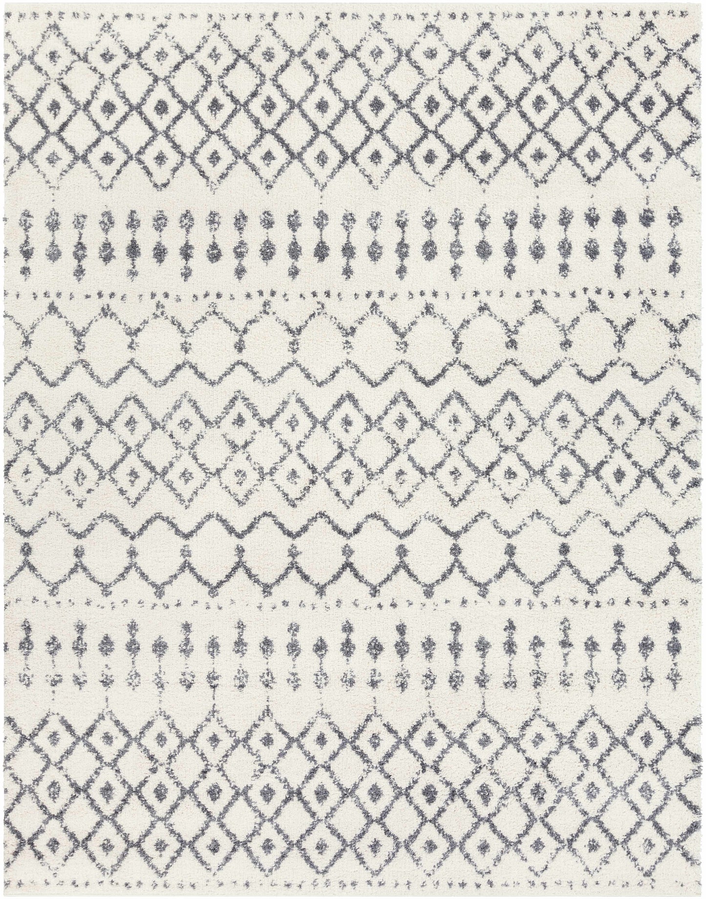 Navassa White/Gray Trellis Plush Rug