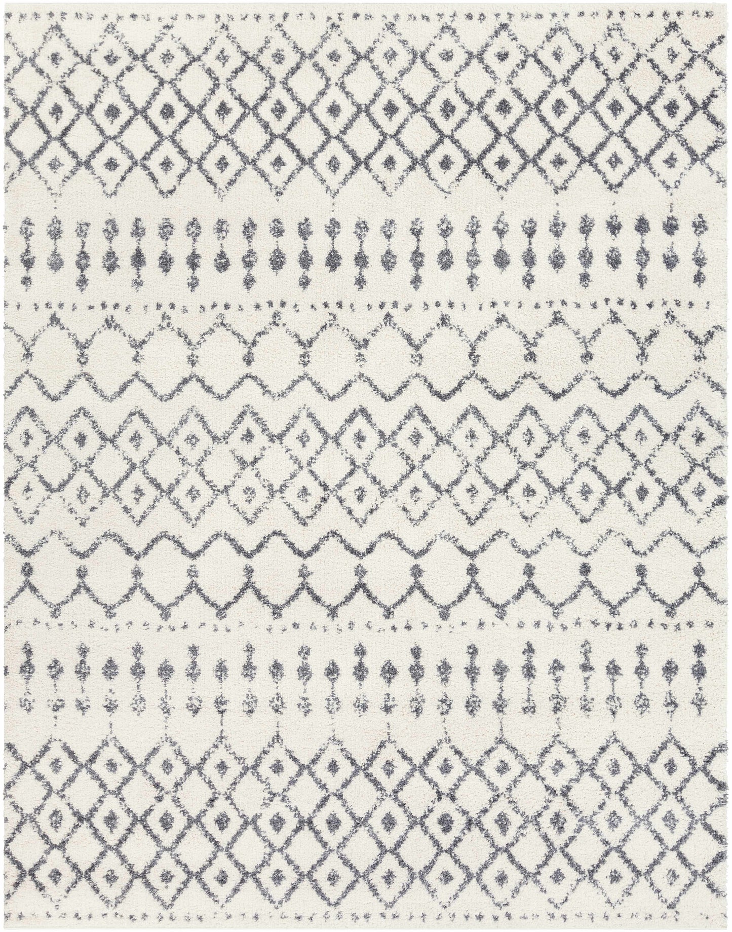 Navassa White/Gray Trellis Plush Rug - * 7’10’’ x 10’2’’ Rectangle - Boutique Rugs