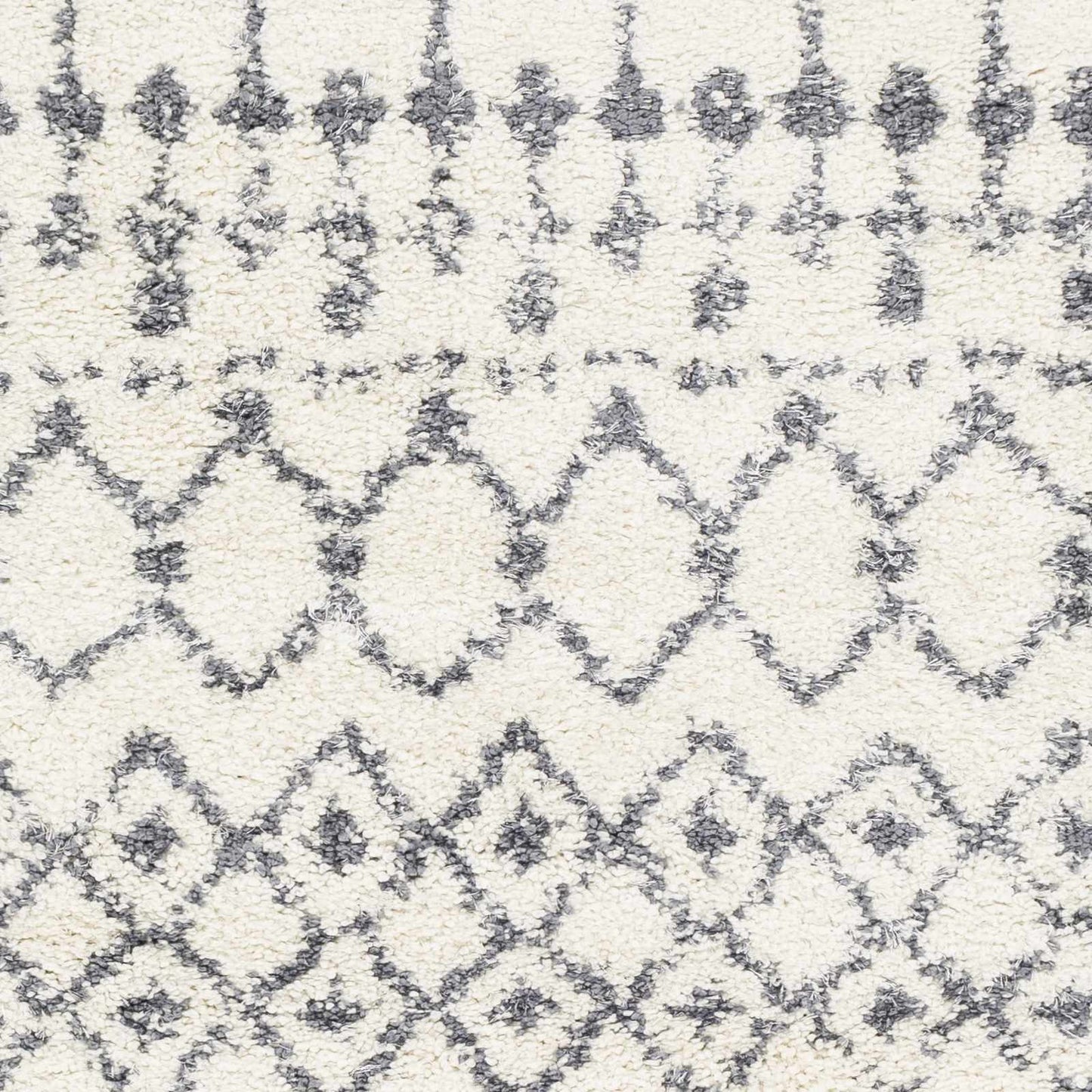 Navassa White/Gray Trellis Plush Rug - Boutique Rugs